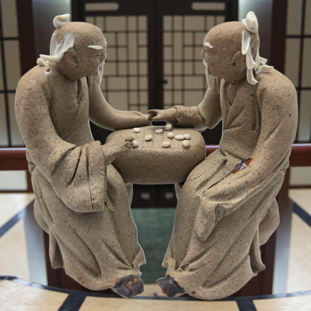 Vintage Chinese Mudmen Figurine Sculpture Handmade
